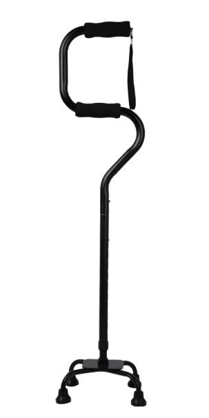 Grote Basis Quad Cane Voor Senioren Met Dubbele Offset Handvat